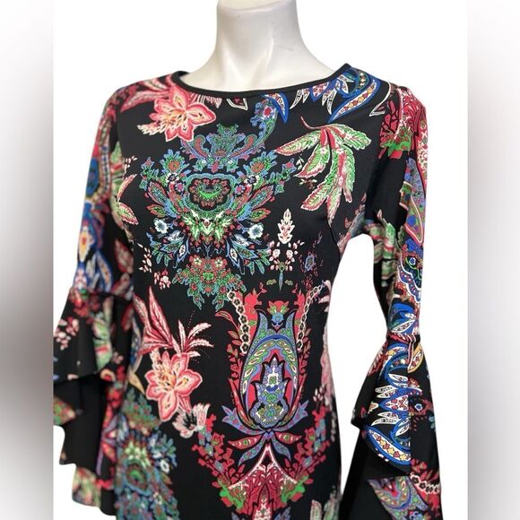 Laundry by Shelli Segal reversible dress size 4-6/Med black‎ multicolor - Picture 3 of 6